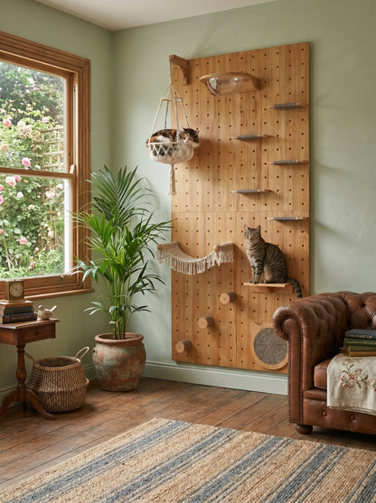 Sistema modular de pared para gatos